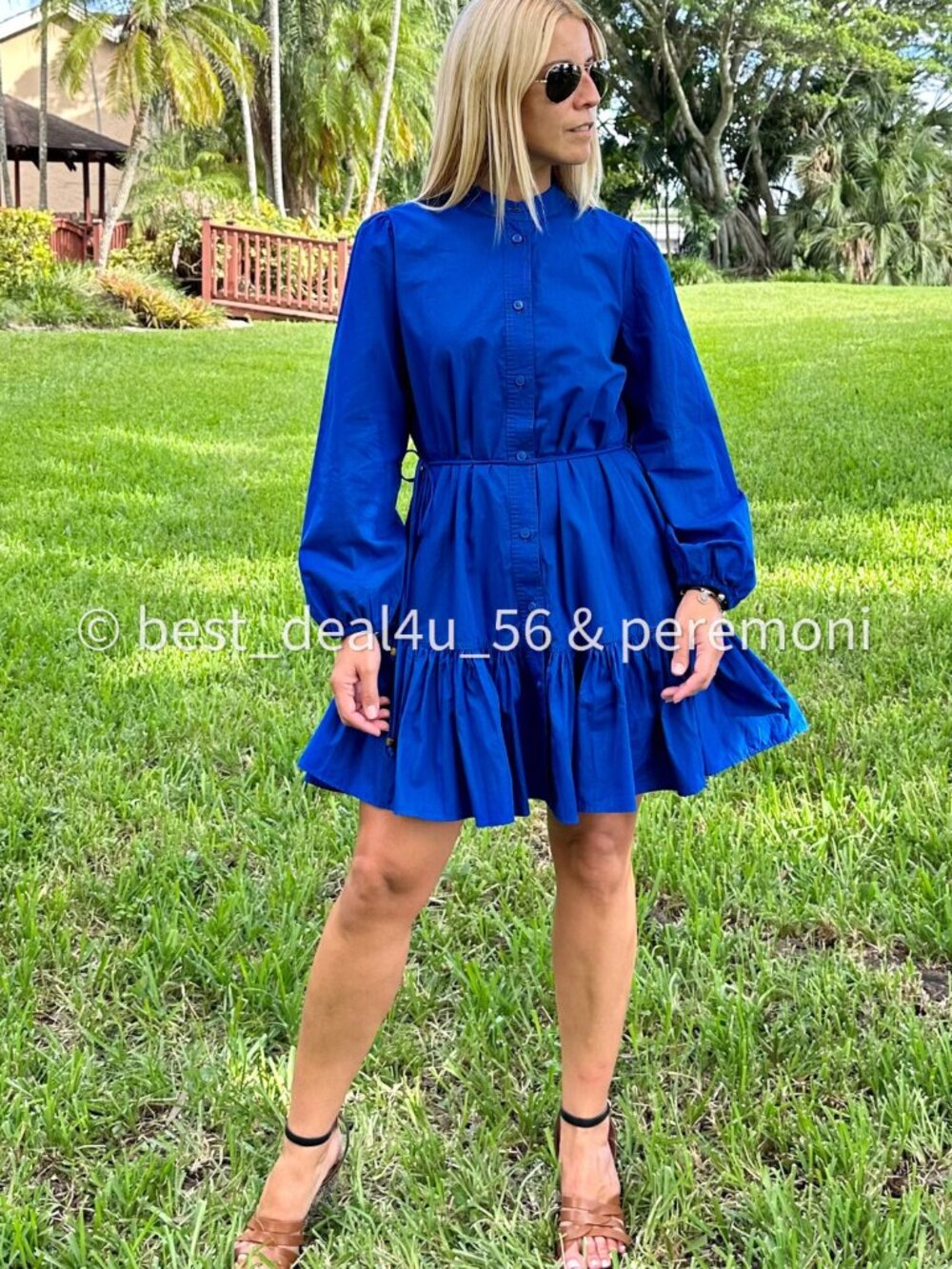 ZARA WOMENS LONG SLEEVES SHORT DRESS BLUE COLOR, RUFFLED SHIRT DRESS. SIZE XS